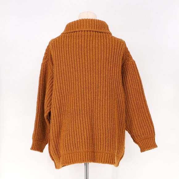 SONIA RYKIEL Wool Blend Chunky Knit Turtleneck Tunic Sweater Brown Size S - Picture 4 of 6